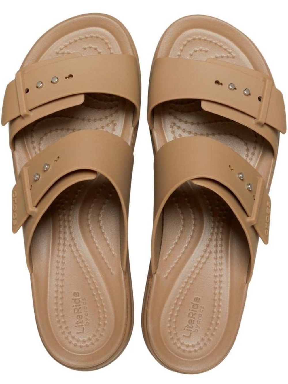Women’s Crocs Tan Dual-Strap Slide Sandals